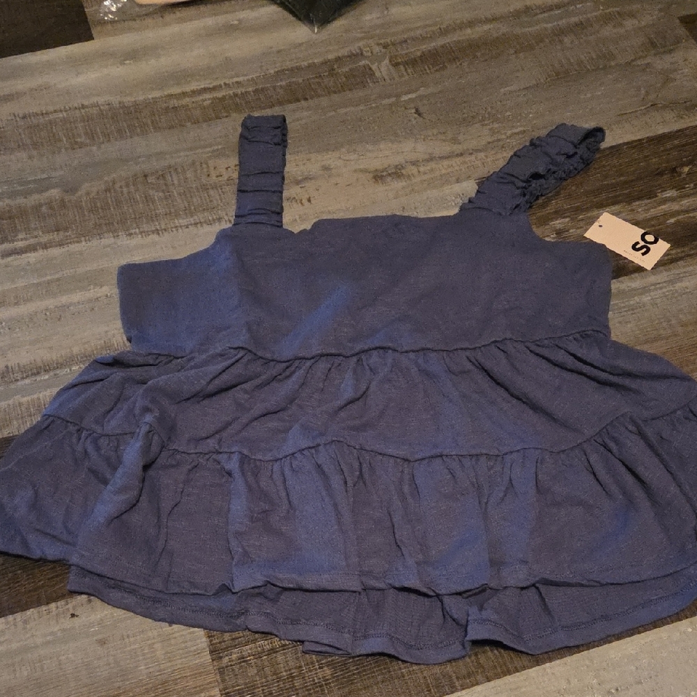 SO Blue Ruffled Camisole Tank Top